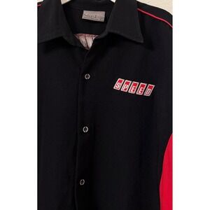 Boardroom Speed Racing Shirt Mens XL Black Red Short Sleeve Pit Crew Button Up